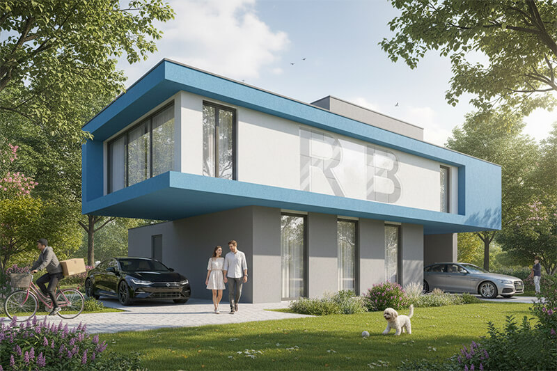 Rendu 3D final d’un projet de bâtiment