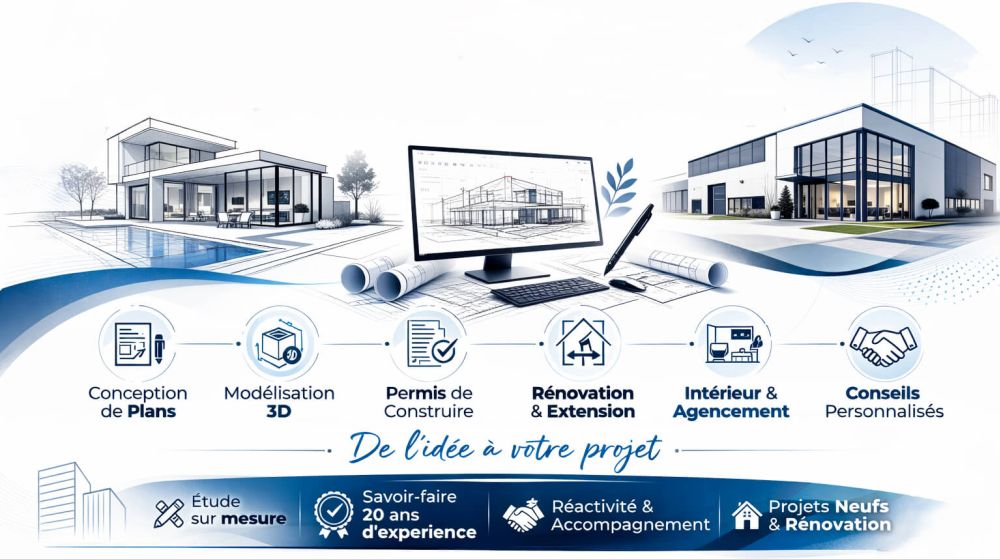 De l'idée à votre projet : étude sur mesure, 20 ans de savoir-faire, réactivité et accompagnement, projets neufs et rénovation